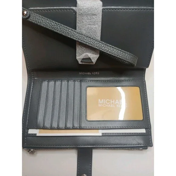 Michael Kors Jet Set Travel Continental Leather Wristlet Wallet Slate Gray NWT - Picture 8 of 16
